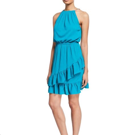 michael michael kors provence ruffle detail knit dress mens|MICHAEL Michael Kors Ruffle Dress .